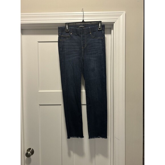 Liverpool The Crop Straight Woman’s 10 30 Blue Jeans Pull On Mid Rise Dark Wash - Picture 1 of 6